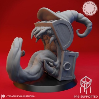 mimic - toothy halloween chest tabletop miniature pre-supported yasashii kyojin studio Tabletop Characters & Creatures Store 40k gaming monster treasure dnd aos ttrpg 3d print model - Mito3D