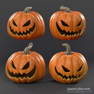 halloween pumpkin set beastmaster miniatures Tabletop Characters & Creatures decoration fantasy fdm light monster scary spooky sla creepy scarecrow dnd carved 3d print model - Mito3D