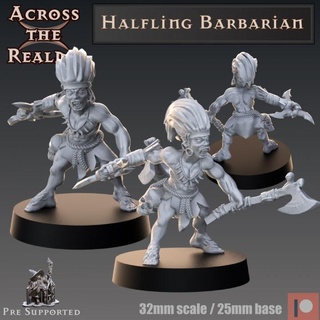 halfling barbarian across realms Tabletop Characters & Creatures Fantasy Universe Store dark gaming rpg sun miniature tabletop dnd pathfinder cannibal 5e 3d print model - Mito3D