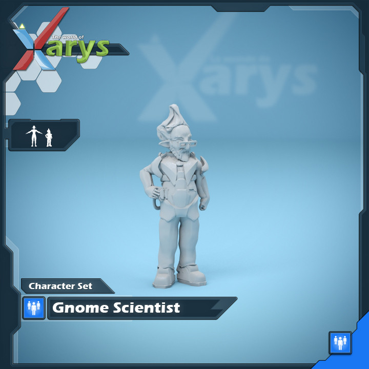 gnomo scienziato xarys Giochi tavolo personaggi creature negozio 3D print model - Mito3D