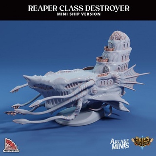 hivemind reaper - mini ship arcane minis display dragon dragons dungeons roleplay rpg steampunk flying tentacle dungeon tentacles d&d dnd airship illithid 5e flayer mindflayer presupported pre-supported arcanapunk magipunk magitech sordane supported skies cuthari flayers 3d print model - Mito3D