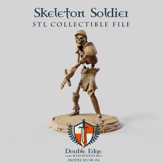 skeleton soldier double edge miniatures Tabletop Characters & Creatures Fantasy Universe game skull miniature boardgame tabletop miniaturepainting 3d print model - Mito3D