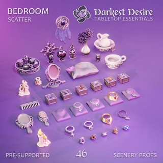 bedroom scatter darkest desire Toys & Games Tabletop accessories Board Store 3D Printable Terrain Fantasy decoration environment fantasy flowers furniture perfume set terrain props jewelry boardgame tabletop d&d dnd scenery pnp assets presupported 3d print model - Mito3D