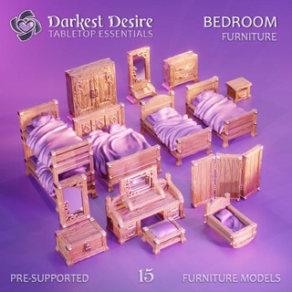 bedroom furniture darkest desire Toys & Games Tabletop accessories Board 3D Printable Terrain Fantasy decoration environment fantasy set terrain props boardgame tabletop d&d dnd scenery pnp scatter assets presupported 3d print model - Mito3D