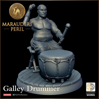 drummer figure stool base gadgetworks Tabletop Characters & Creatures Fantasy Universe Store ancient miniature drum tabletop dnd fat 32mm bald galley ttrpg crew 3d print model - Mito3D