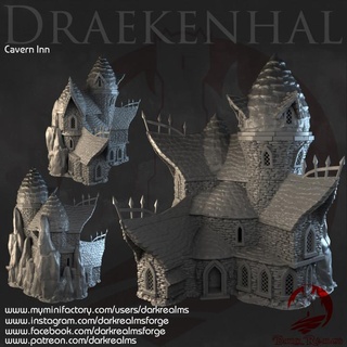 oscuro reinos salón dragón caverna Posada fragua mesa accesorios 3D imprimible terreno Tienda edificio fantasía taberna 3d print model - Mito3D