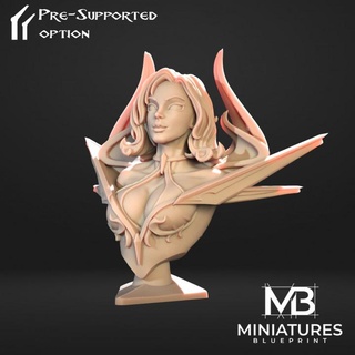 zerynthia noble mage - bust miniatures blueprint Tabletop Characters & Creatures Fantasy Universe Store Fan Art Busts free dragons face girl woman wizard painted beauty dungeon chest spell dnd artisan supported 3d print model - Mito3D