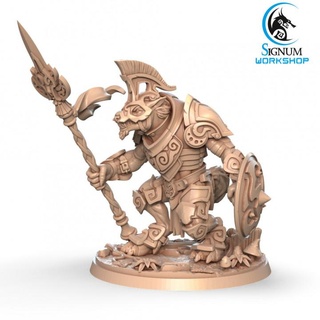 caillion captain steel blades signum workshop Tabletop Characters & Creatures Fantasy Universe dungeons fantasy miniatures shield spear warrior tabletop wolfen warlord beastman tribe ttrpg presupported 3d print model - Mito3D