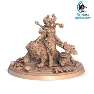 estarin animal charmer signum workshop Tabletop Characters & Creatures Fantasy Universe dungeons elf fantasy miniatures woman wizard staff tabletop scout sorcerer shaman beastmaster ttrpg presupported 3d print model - Mito3D