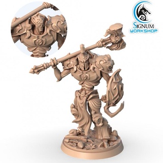 gah-ar-rit crusher signum workshop Tabletop Characters & Creatures Fantasy Universe dungeons fantasy miniatures shield warrior hammer tabletop insectoid ttrpg presupported akkari 3d print model - Mito3D