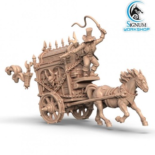 monster hunter wagon signum workshop Tabletop Characters & Creatures Fantasy Universe Vehicles Machines dungeons fantasy human miniatures horse tabletop rider rush gunner ttrpg presupported 3d print model - Mito3D