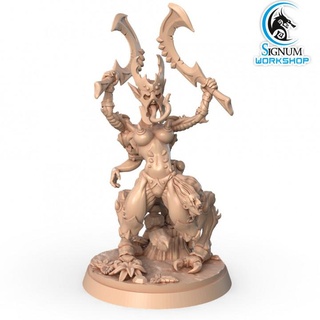 nintael priestess distortion signum workshop Tabletop Characters & Creatures Fantasy Universe dungeons fantasy miniatures sword warrior woman dual tabletop insectoid ttrpg presupported wield akkari 3d print model - Mito3D