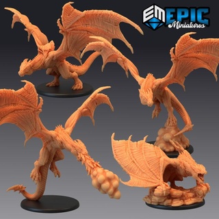 draconic wyvern set bulky dragon flying fire drake epic-miniatures Tabletop Characters & Creatures Fantasy Universe Store fantasy medieval monster rpg warhammer sla enemy tabletop dungeon dnd pathfinder npc pre-supported supported pre 3d print model - Mito3D