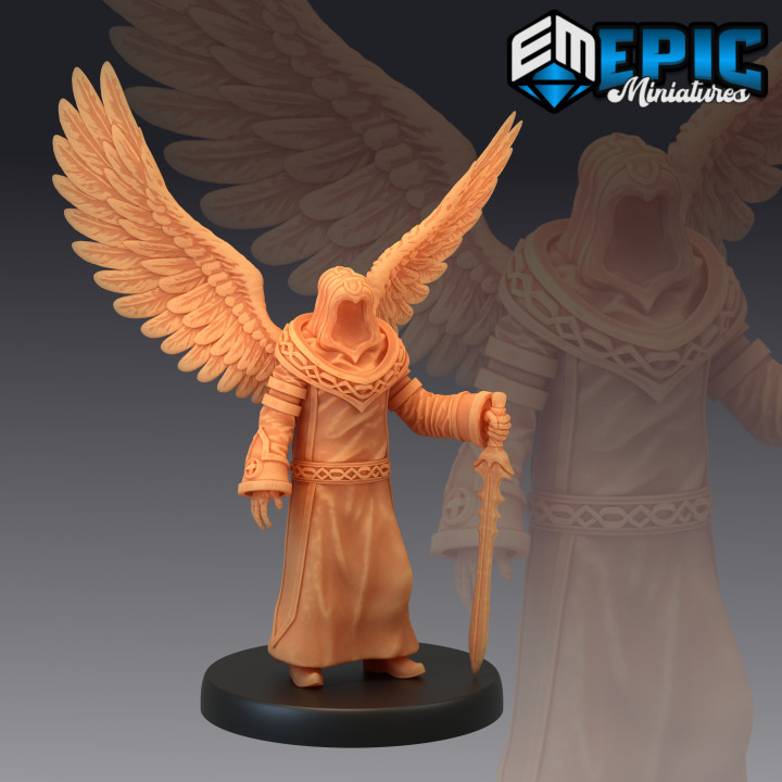 warrior angel lower celestial heavenly soldier epic-miniatures Tabletop Characters & Creatures Fantasy Universe Store fantasy medieval monster rpg warhammer sla enemy tabletop dungeon dnd pathfinder npc pre-supported supported pre 3D print model - Mito3D