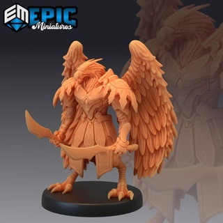 oiseau populaire Aigle épées volant oiseaux course classique aviaire humanoïde epic miniatures table personnages créatures fantaisie univers boutique médiéval monstre rpg épée marteau guerre sla ennemi donjon dnd éclaireur aarakocra PNJ pre supported prise charge pré 3d print model - Mito3D