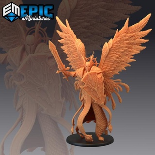archangel sword & shield high angel soldier heavenly paragon celestial guardian epic-miniatures Tabletop Characters Creatures Fantasy Universe Store fantasy medieval monster rpg warhammer sla enemy tabletop dungeon dnd arch pathfinder npc pre-supported supported pre 3d print model - Mito3D
