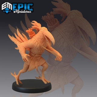 bird folk toucan archer exotic birdfolk race jungle hunter epic-miniatures Tabletop Characters & Creatures Fantasy Universe Store arrow fantasy medieval monster rpg warhammer sla enemy bow tabletop dungeon dnd pathfinder aarakocra npc pre-supported supported pre 3d print model - Mito3D