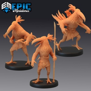 bird folk toucan set exotic birdfolk race jungle hunter epic-miniatures Tabletop Characters & Creatures Fantasy Universe Store archer arrow axe fantasy medieval monster rpg spear warhammer sla enemy bow tabletop dungeon dnd pathfinder aarakocra npc pre-supported supported pre 3d print model - Mito3D