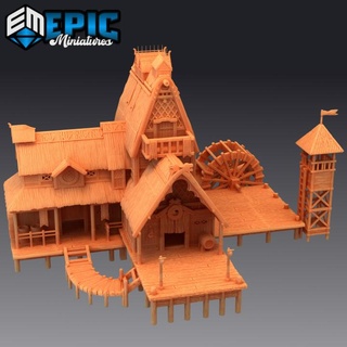 swimming tavern water building ocean house epic-miniatures Tabletop accessories 3D Printable Terrain Store fantasy medieval monster rpg warhammer sla enemy tabletop dungeon dnd pathfinder inn npc pre-supported supported pre 3d print model - Mito3D