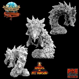 obsidian devourer lava wyrm modular worlds Tabletop Characters & Creatures Store dragon dragons dungeons giant rpg worm tabletop volcano elemental 28mm magma blaze pathfinder ember embers mt vairshu 3d print model - Mito3D