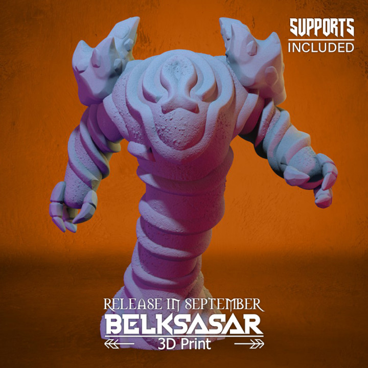 areia elementar Belksasar 3dprint tampo mesa personagens criaturas borda detalhado miniaturas monstro pedra Magia jogos tabuleiro duna convocar patreon pedras textura 28mm dnd 32mm 75mm 55mm 3D print model - Mito3D