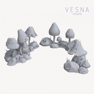 fungoso montes Vesna esculpe tampo mesa 3D imprimível terreno rpg pedra martelo guerra cogumelo fungo dnd cenário fungos ttrpg kow 3d print model - Mito3D