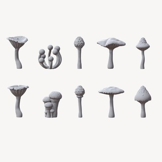 pequeña hongos Vésna esculpe mesa 3D imprimible terreno Tienda miniaturas rpg martillo guerra seta hongo dnd paisaje fundamento aos ttrpg 3d print model - Mito3D