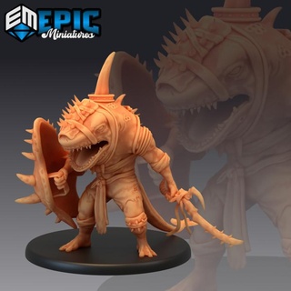 shark folk warrior sword & shield fish tribe sea creature epic-miniatures Tabletop Characters Creatures Store bone fantasy medieval monster rpg warhammer sla enemy tabletop dungeon dnd pathfinder npc pre-supported supported pre 3d print model - Mito3D