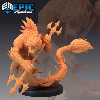 ocean naga underwater encounter sea & water creature epic-miniatures Tabletop Characters Creatures Store fantasy medieval monster rpg warhammer sla trident enemy tabletop dungeon dnd pathfinder npc pre-supported supported pre 3d print model - Mito3D