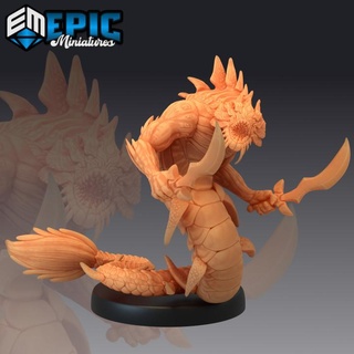 ocean naga sword underwater encounter sea & water creature epic-miniatures Tabletop Characters Creatures Store fantasy medieval monster rpg warhammer sla enemy tabletop swords dungeon dnd pathfinder npc pre-supported supported pre 3d print model - Mito3D