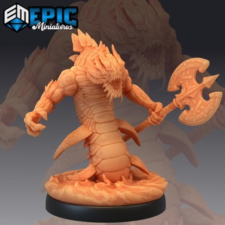 ocean naga axe underwater encounter sea & water creature epic-miniatures Tabletop Characters Creatures Store fantasy medieval monster rpg warhammer sla enemy tabletop dungeon dnd pathfinder npc pre-supported supported pre 3d print model - Mito3D