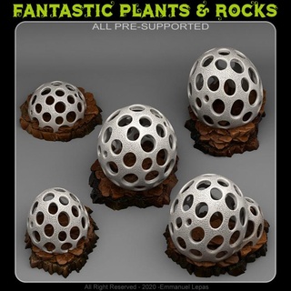 alien mushrooms fantastic plants rocks Tabletop 3D Printable Terrain Store Fantasy tribe lepas 3d print model - Mito3D