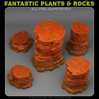 martian mounts fantastic plants rocks Tabletop 3D Printable Terrain Store Fantasy tribe lepas 3d print model - Mito3D