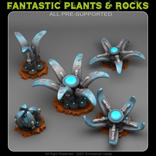 robotique fleurs fantastique plantes rochers table accessoires personnages créatures fantaisie univers boutique tribu 3d print model - Mito3D