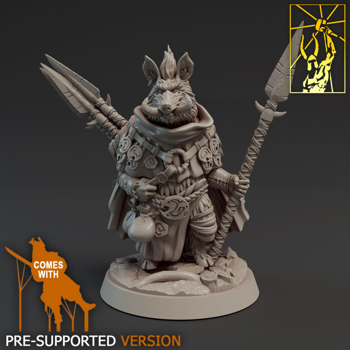 gloomvale skirmisher titan forge miniatures Tabletop Characters & Creatures Fantasy Universe Store beast fantasy spear trooper wargames hunter wargame chaos hog spearman 3D print model - Mito3D