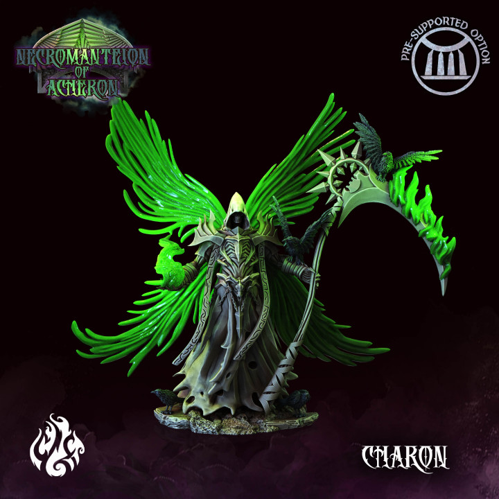 charon crippled god foundry  Tabletop Tabletop Characters & Creatures Fantasy Universe Tabletop Tabletop Characters & Creatures Tabletop Store god undead angel fallen scythe patreon souls foundry charon crippled cgf acheron necromanteion  3D print model - Mito3D