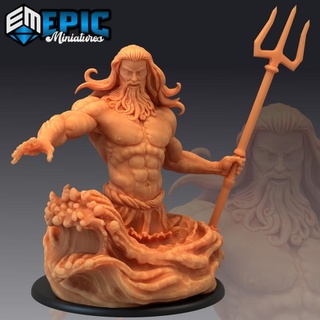 sea god poseidon neptune trident ocean water deity epic-miniatures Store fantasy greek medieval monster rpg warhammer triton sla enemy tabletop dungeon dnd pathfinder npc pre-supported supported pre 3d print model - Mito3D