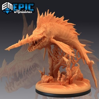 sword fish angry ocean & sea creature water encounter epic-miniatures Store fantasy medieval monster rpg warhammer sla enemy tabletop dungeon dnd pathfinder npc pre-supported supported pre 3d print model - Mito3D