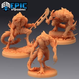 seafolk brute set water folk race ocean & sea encounter epic-miniatures Store fantasy medieval monster rpg sword warhammer sla enemy dagger tabletop dungeon dnd pathfinder npc pre-supported supported pre 3d print model - Mito3D