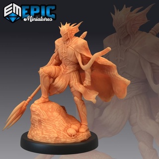 atlantean knight trident underwater encounter sea & ocean warrior epic-miniatures Store fantasy medieval monster rpg warhammer sla enemy tabletop dungeon dnd pathfinder npc pre-supported supported pre 3d print model - Mito3D