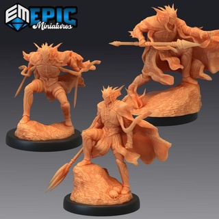 atlantean knight set underwater encounter sea & ocean warrior epic-miniatures Store fantasy medieval monster rpg warhammer sla enemy tabletop dungeon dnd pathfinder npc pre-supported supported pre 3d print model - Mito3D