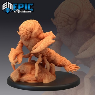 lobster folk rock humanoid sea creature underwater ocean encounter epic-miniatures fantasy medieval monster rpg warhammer water sla enemy tabletop dungeon dnd pathfinder npc pre-supported supported pre yurian 3d print model - Mito3D