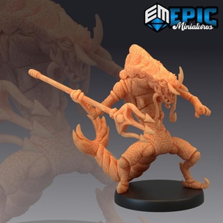 shrimp folk trident water humanoid sea creature underwater ocean encounter epic-miniatures Store fantasy medieval monster rpg warhammer sla enemy tabletop dungeon dnd pathfinder npc pre-supported supported pre 3d print model - Mito3D