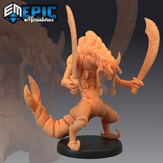 shrimp folk dual sword water humanoid sea creature underwater ocean encounter epic-miniatures Store fantasy medieval monster rpg warhammer sla enemy tabletop dungeon dnd pathfinder npc pre-supported supported pre 3d print model - Mito3D