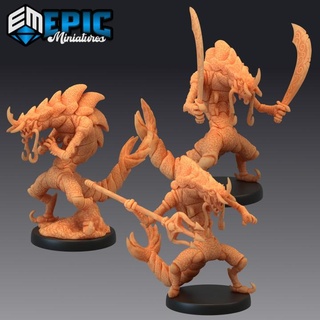 shrimp folk set water humanoid sea creature underwater ocean encounter epic-miniatures Store fantasy medieval monster rpg sword warhammer saber sla trident enemy tabletop dungeon dnd pathfinder npc pre-supported supported pre 3d print model - Mito3D