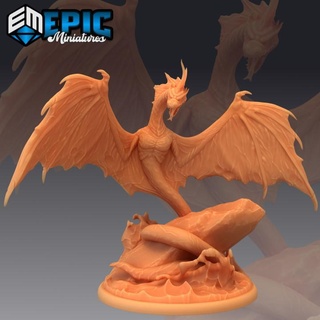 winged sea serpent rock ocean creature water encounter epic-miniatures Store fantasy medieval monster rpg warhammer sla enemy tabletop dungeon dnd pathfinder npc pre-supported supported pre 3d print model - Mito3D