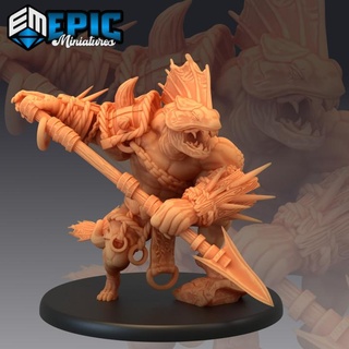 abyss hulk harpoon ocean monstrosity fish folk brute sea & water encounter epic-miniatures Store fantasy medieval monster rpg spear warhammer sla enemy tabletop dungeon dnd pathfinder npc pre-supported supported pre 3d print model - Mito3D