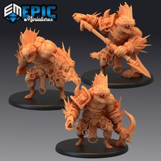 abyss hulk set ocean monstrosity fish folk brute sea & water encounter epic-miniatures Store fantasy medieval monster rpg spear warhammer sla enemy anchor tabletop dungeon dnd pathfinder npc harpoon pre-supported supported pre 3d print model - Mito3D