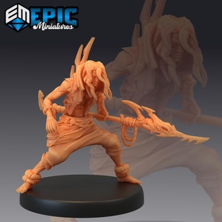 marine warrior spear legendary sea fisher ocean water hunter epic-miniatures Store fantasy medieval monster rpg warhammer sla enemy tabletop dungeon dnd pathfinder npc harpoon pre-supported supported pre 3d print model - Mito3D