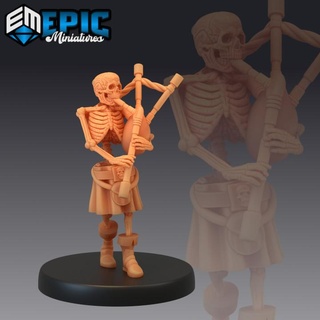 iskelet müzisyen tulum ölümsüz müzik icracı epic miniatures mağaza fantezi Ortaçağa ait canavar rpg Warhammer sla düşman masaüstü zindan dnd yol bulucu npc pre supported destekli ön 3d print model - Mito3D